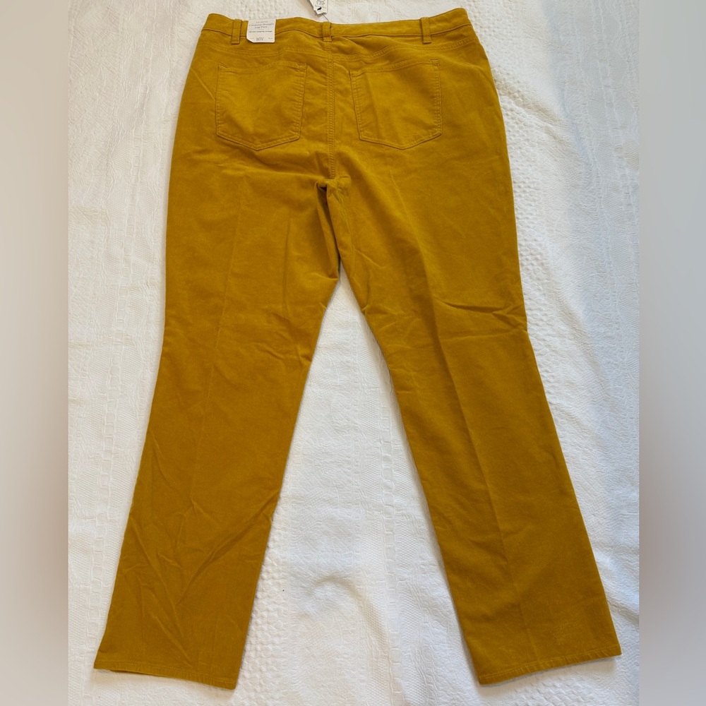 Talbots NWT Corduroy Straight Leg Pants Mustard Yellow Women’s 16W - Picture 4 of 5